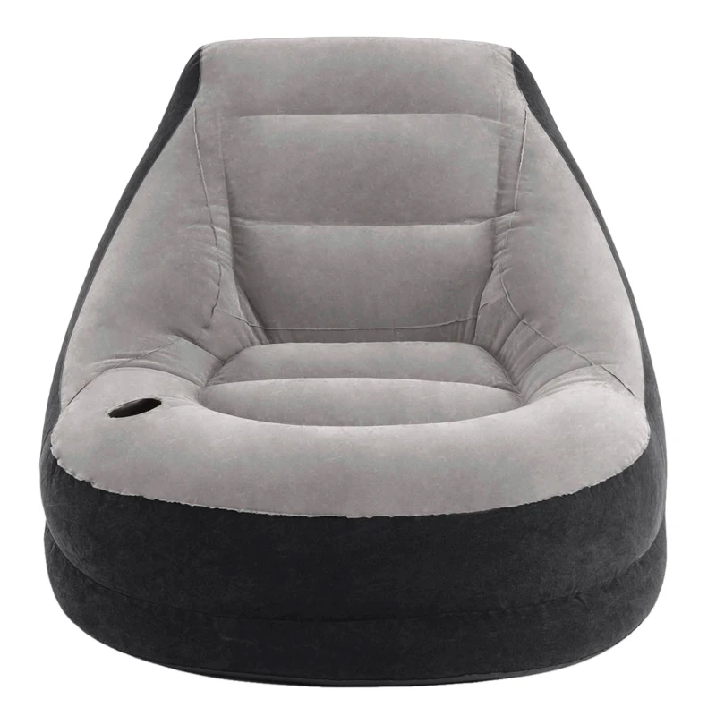 Sillón Hinchable con Reposapiés, 99x130x76 Cm, Gris