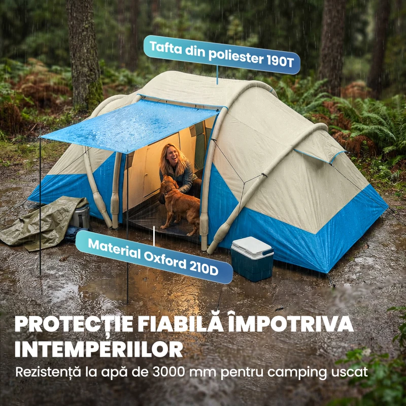Outsunny Cort gonflabil rapid de montat, refugiu de aer, cort de camping