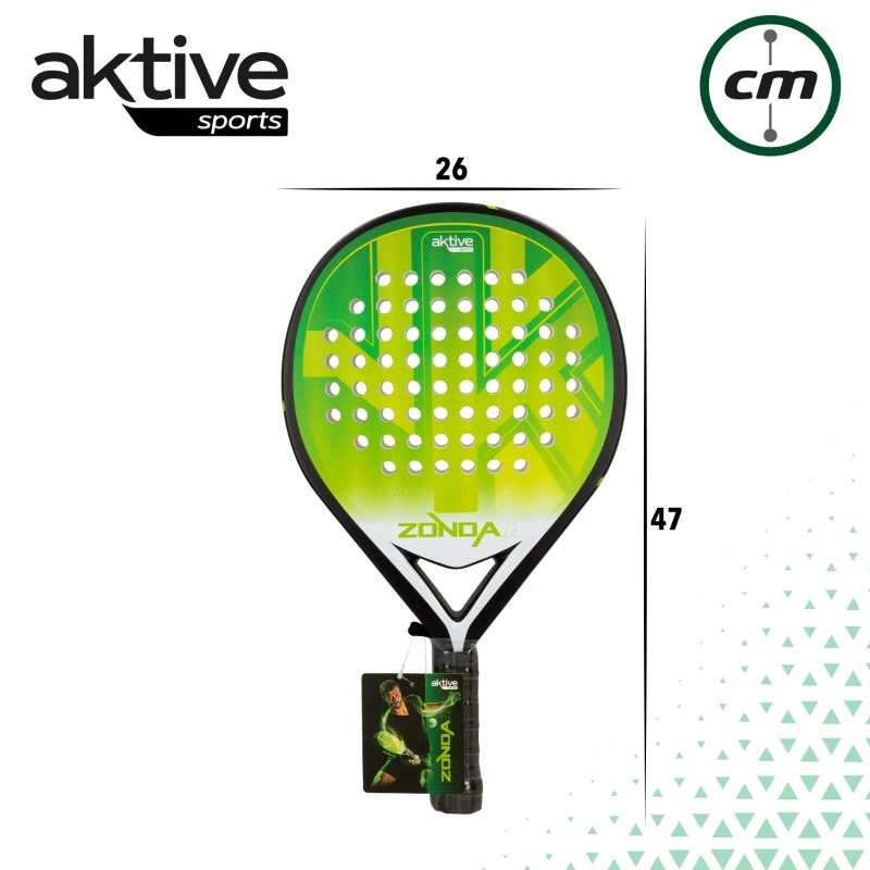 Pala de Pádel Aktive Zonda 2.2 Potencia-Control, 26x47x3,8 Cm, Verde y Negro