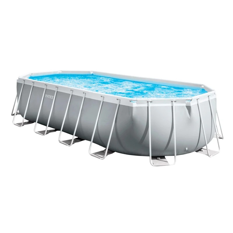 Piscina Desmontable Ovalada Prism Frame con Depuradora de Cartucho, 610x305x122 Cm, Gris Claro