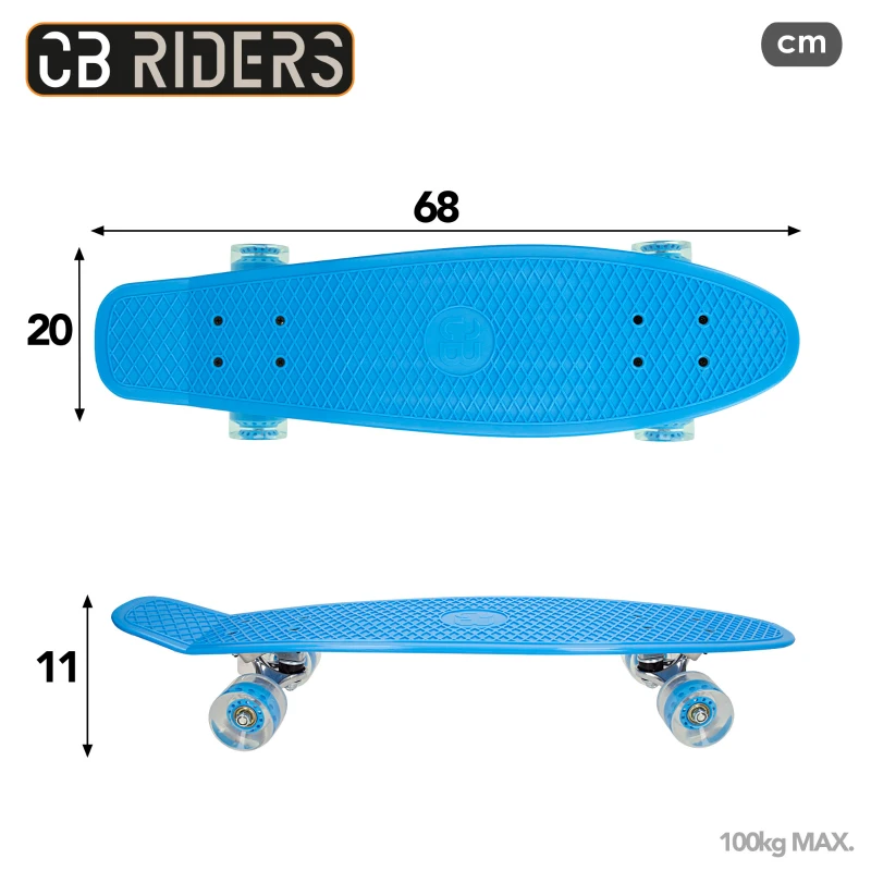 Monopatín Infantil 4 Ruedas con Eje de Aluminio CB Riders, 68x20 Cm, Azul