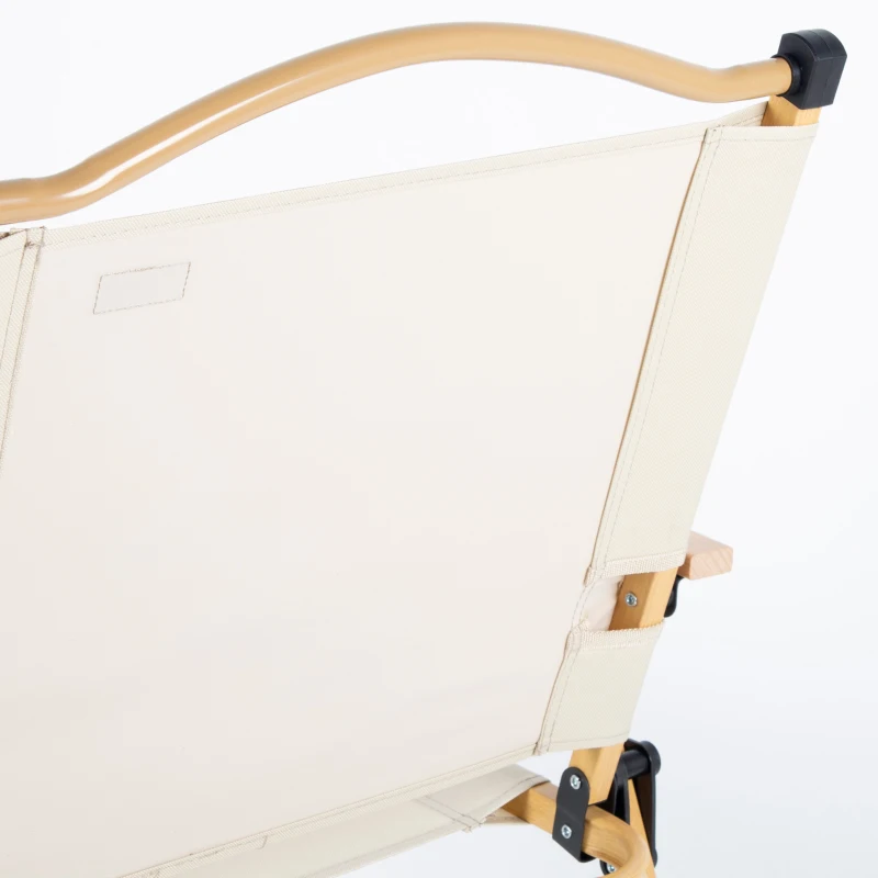 Silla Plegable Alta Glamping con Estructura de Aluminio Efecto Madera, 47x51x77 Cm, Crema