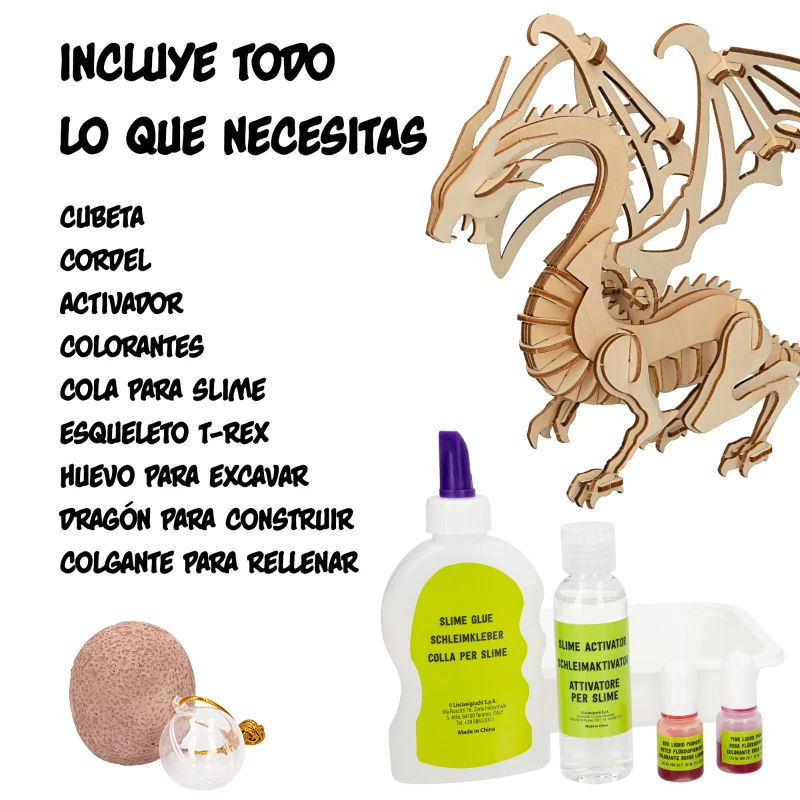 Juego Científico Lisciani Dragones y Dinosaurios Kit Slime y Maquetas, 39x6,5x29 Cm, Multicolor