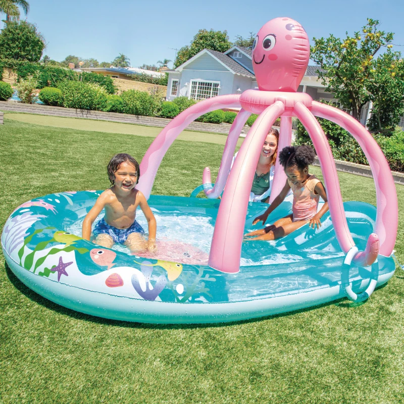 Centro de Juegos Hinchable con Difusor y Tobogán, 183x234x150 Cm, Multicolor