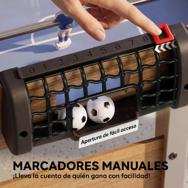 SPORTNOW Futbolín de Mesa de 89 cm con 22 Jugadores 2 Pelotas 2 Marcadores Mangos Antideslizantes 89x61,5x70 cm Morado