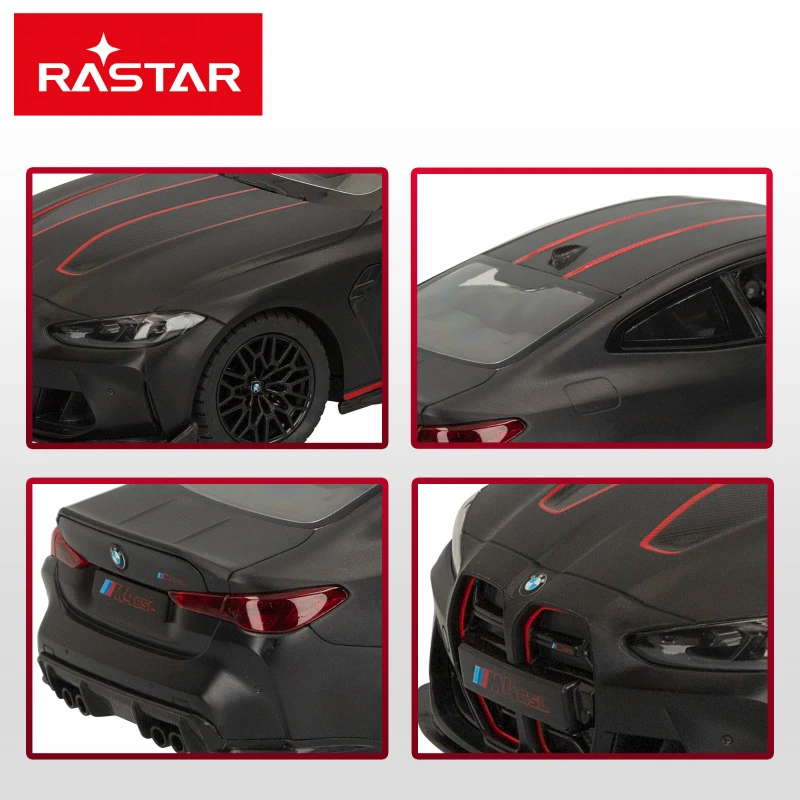 Coche Teledirigido BMW M4 CSL Escala 1:16 y Luces, 38x19x17 Cm, Negro Metalizado