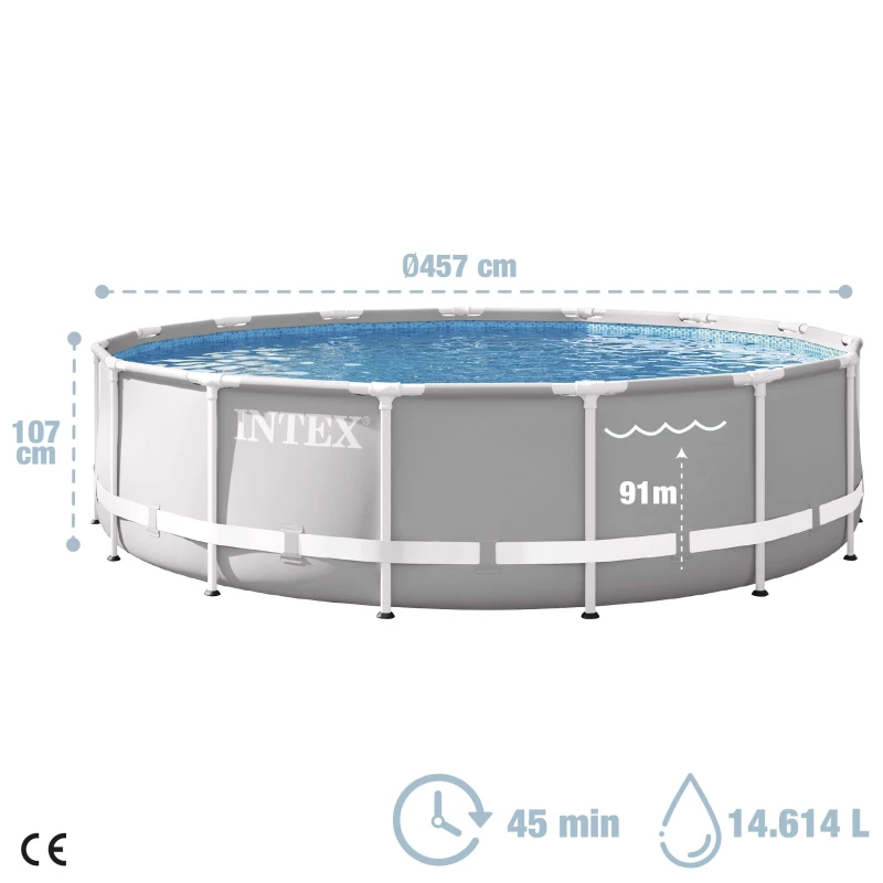Piscina Redonda Desmontable Prisma Frame con Depuradora, 457x457x107 Cm, Gris Claro