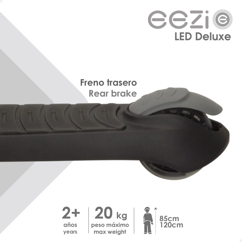 Patinete 3 Ruedas Infantil Plegable con Ruedas Luminosas, 30x61,5x64-78 Cm, Negro