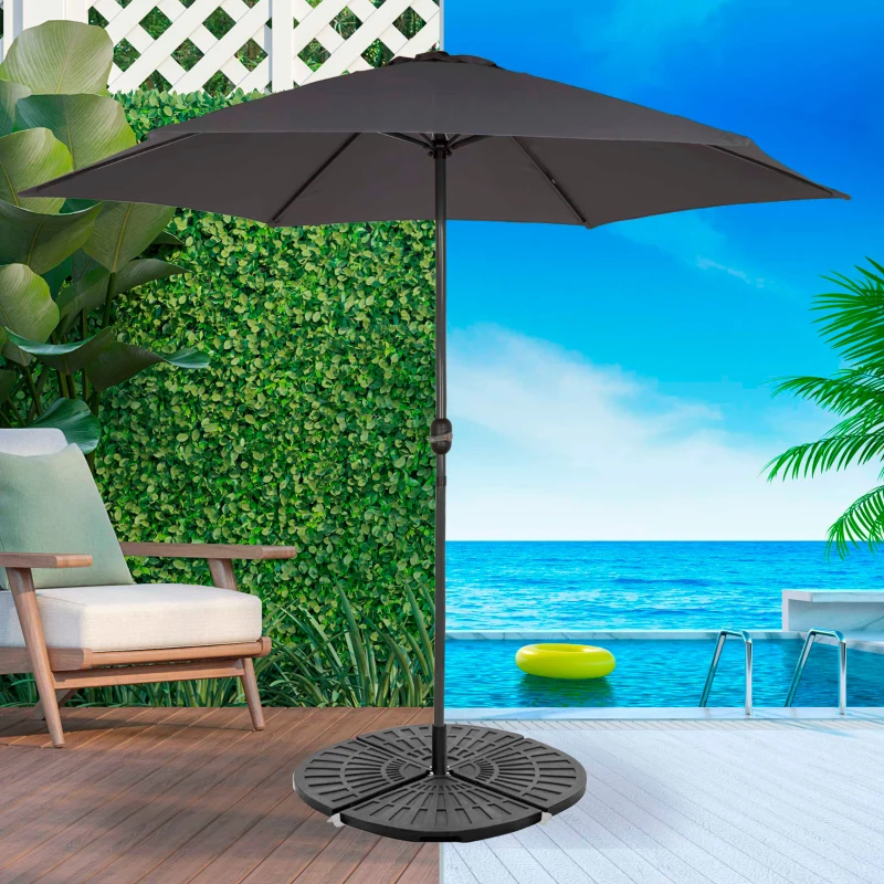 Base Rellenable para Sombrilla 4 Piezas, 48x48x7,5 Cm, Negro