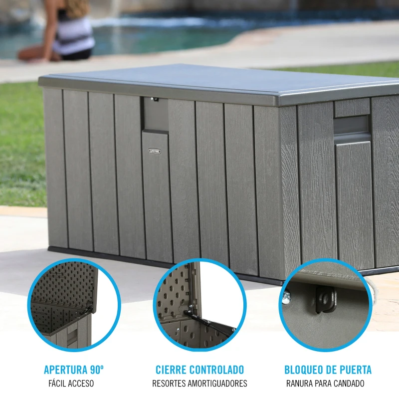 Baúl para Jardín Ultrarresistente con Protección UV, 150x72x69 Cm, Marrón