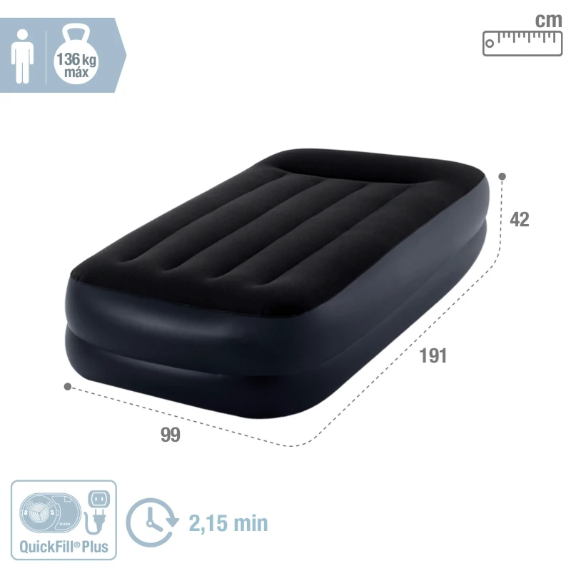 Colchón Hinchable Dura-Beam Plus con Bomba Eléctrica Integrada, 99x191x42 Cm, Azul