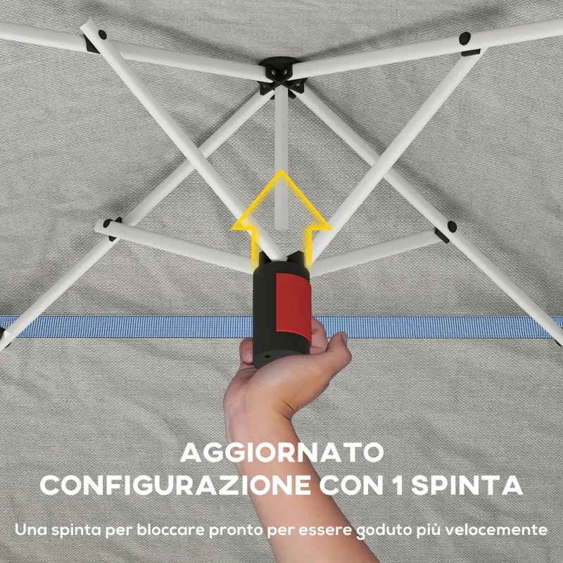Outsunny Gazebo Pop Up Pieghevole 3.5x3.5 m con Doppio Tetto e Borsa, in Metallo e Tessuto Oxford, Grigio Scuro
