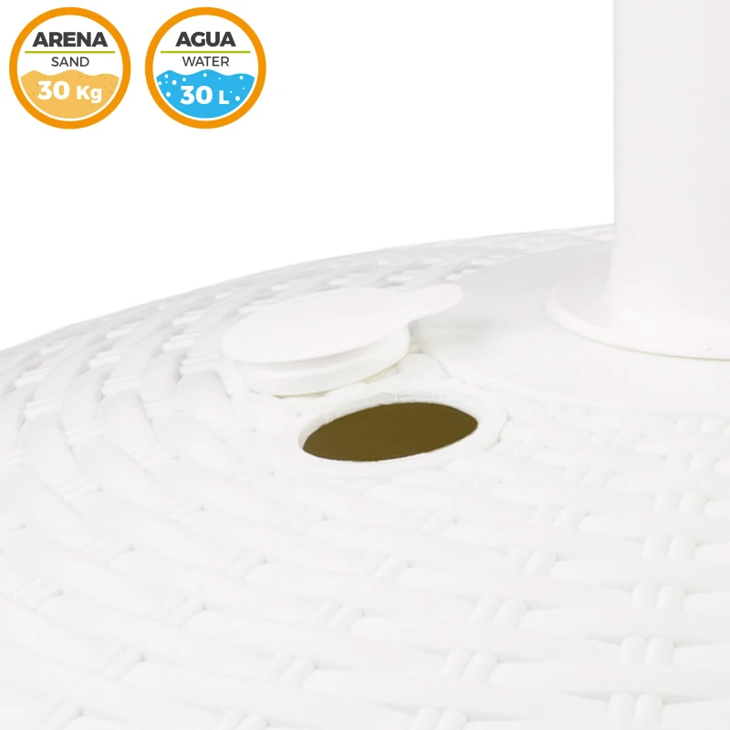Base para Sombrilla con Rosca Ajustable, 58x58x35 Cm, Blanco