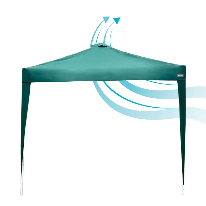 Cenador Plegable Altura Ajustable 300x300x240-250 Cm, Verde
