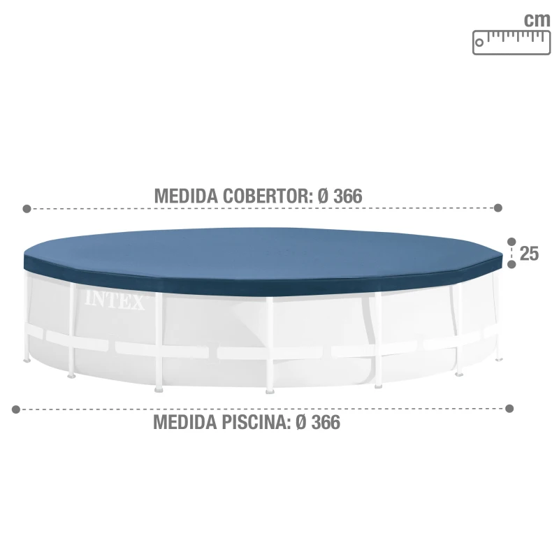 Cobertor Piscina Desmontable Intex Metal y Prism Frame, 366x25x0,02 Cm, Azul Marino