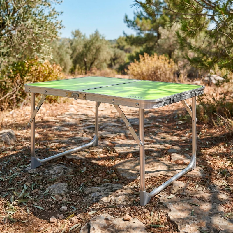 Mesa Plegable Aktive Aluminio y Tablero MDF, 60x40x25 Cm, Verde