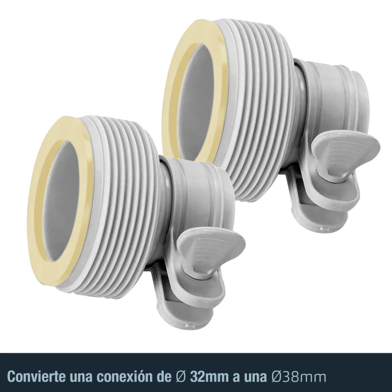 Boquillas Adaptadoras Tipo Intex Pack de 2 Compatibles 38/32 Mm, 15,5x6x20 Cm, Blanco