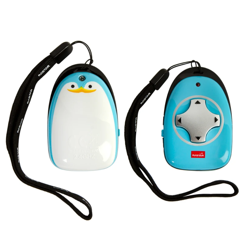 Trolley Infantil Teledirigido Pingüino, Maleta Rígida 5kg, 31x25x42 Cm, Azul y Blanco