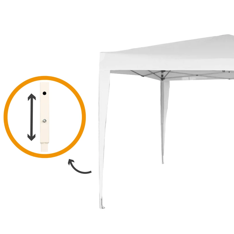 Cenador Plegable con Altura Ajustable, 300x300x240/250 Cm, Blanco