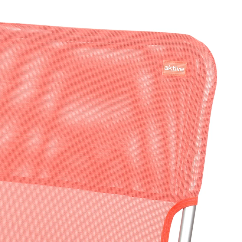 Silla Plegable Baja Aluminio y Textileno, 44x40x72 Cm, Coral