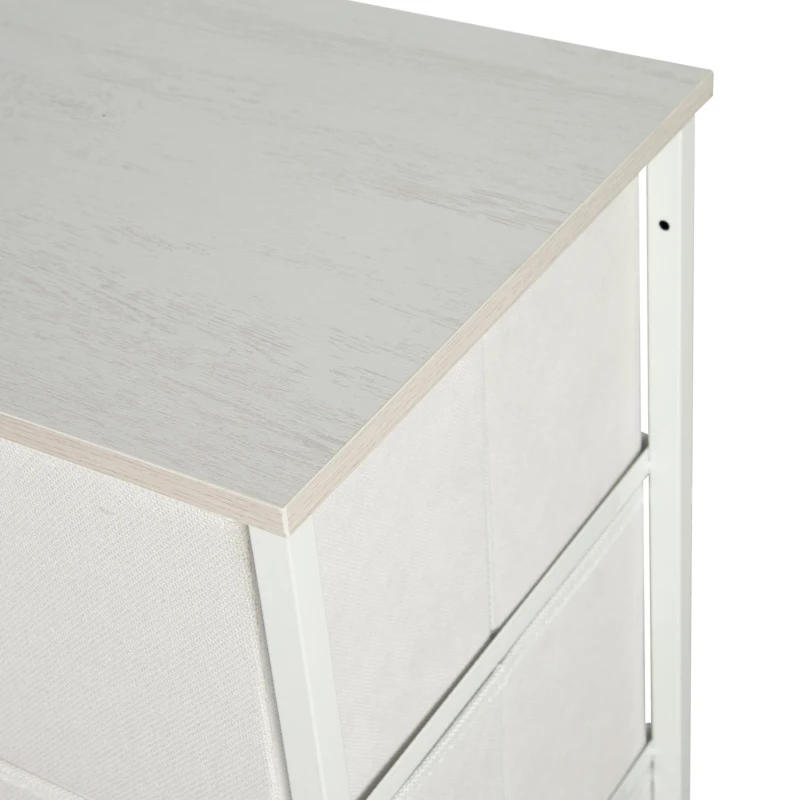 Cómoda 9 Cajones de Tela, 100x30x100 Cm, Blanco
