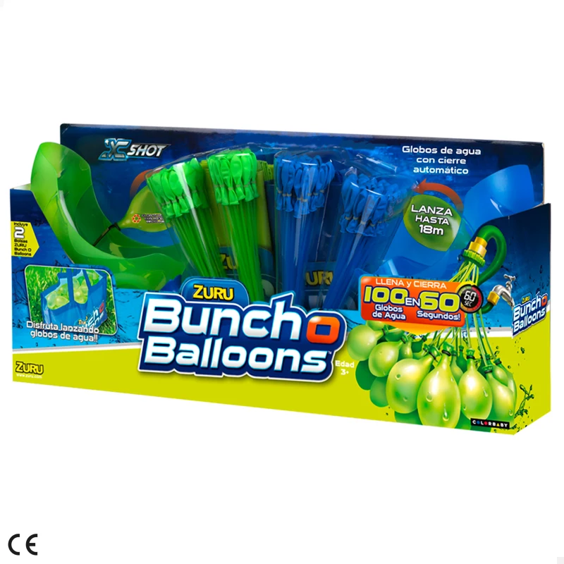 Set Bunch o Balloons 140 Globos y 2 Lanzadores, 60x9,5x28 Cm, Azul y Verde