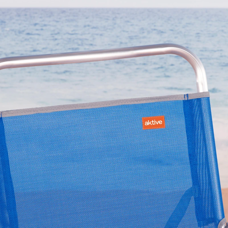 Silla de Playa Plegable Fija Alta Aktive Beach, 48x50x88 Cm, Azul