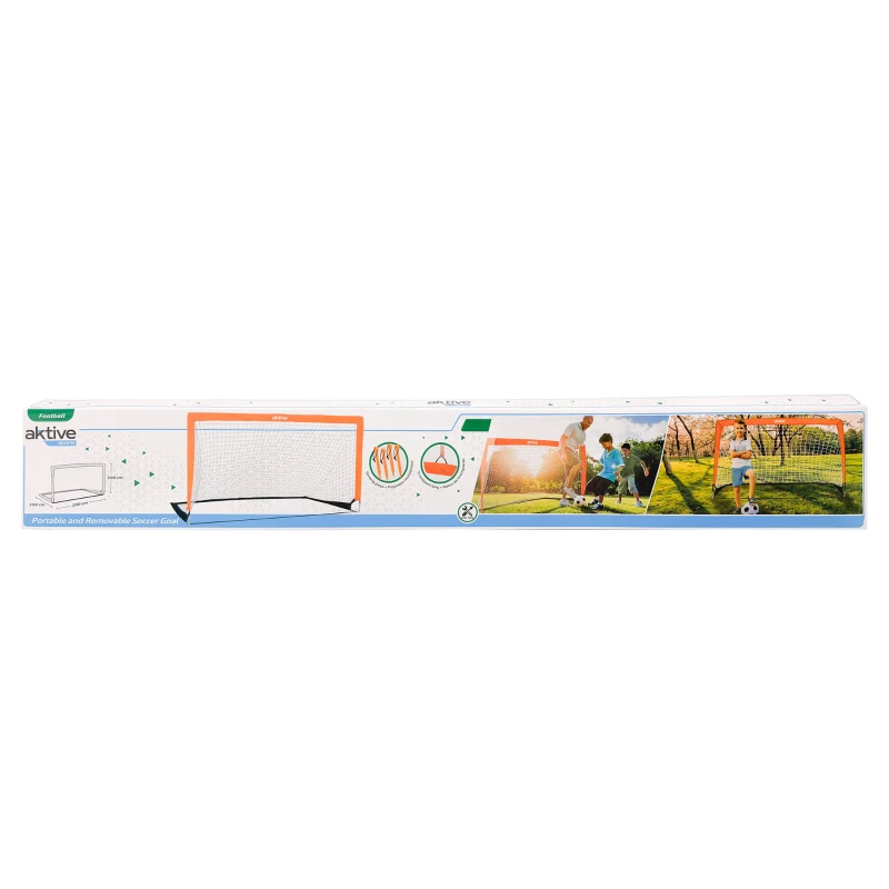 Portería de Fútbol Plegable Aktive Sports, 200x100x100 Cm, Negro y Naranja