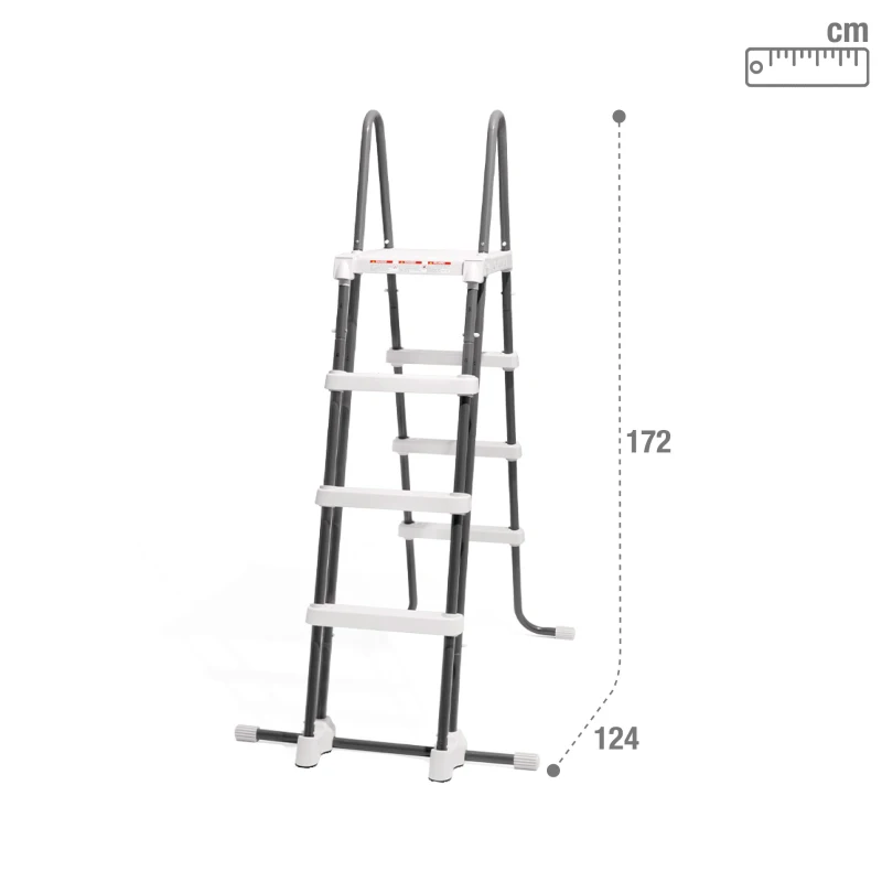 Escalera de Seguridad para Piscina Elevada, 172x124x122 Cm, Gris