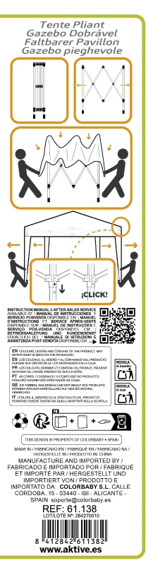 Cenador Plegable Ajustable con Estructura de Acero, 300x300x220/320 Cm, Blanco