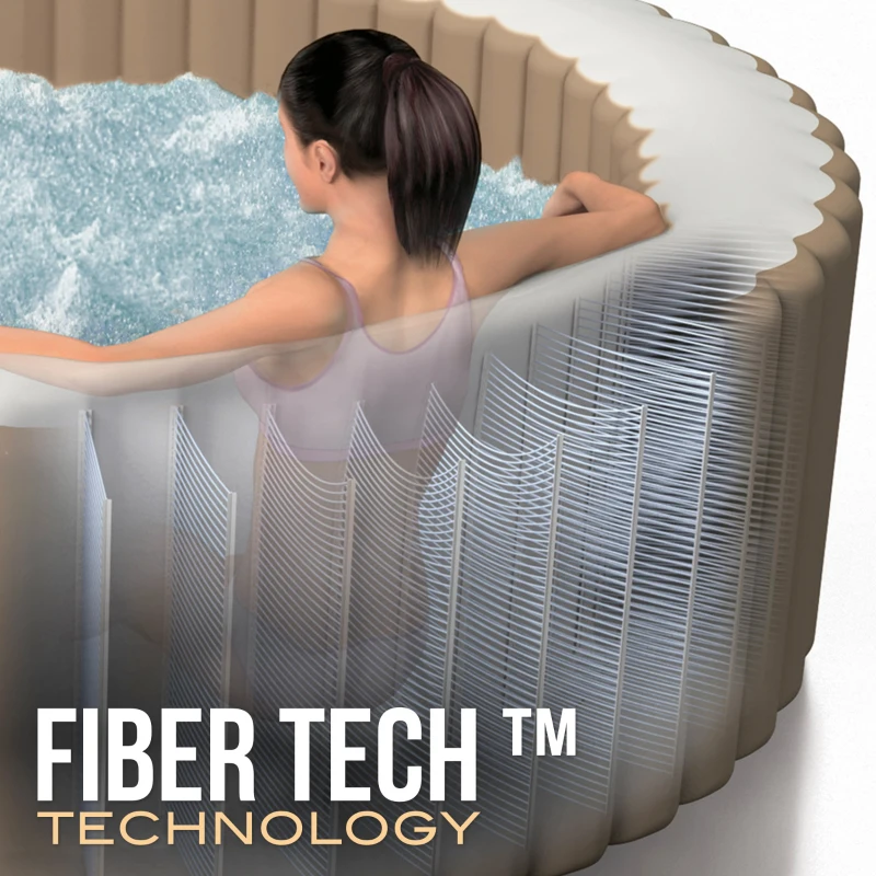 Spa Hinchable INTEX PureSpa Bubble Massage 4 Plazas, Ø216x71 Cm, Crema