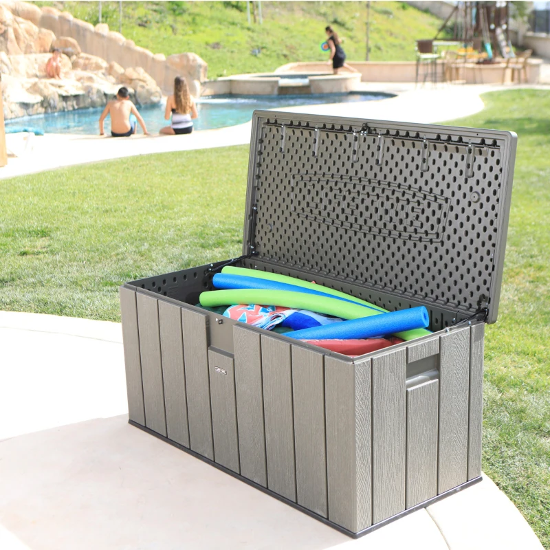Baúl para Jardín Ultrarresistente con Protección UV, 150x72x69 Cm, Marrón