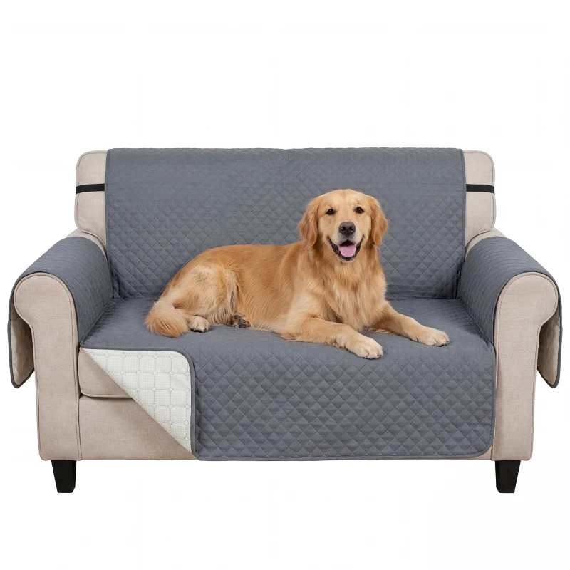 PawHut Waterproof Sofa Cover 2 Seater, Soft Couch Cover for Dogs Cats Pets, Non Slip Sofa Slipcoevr with Elastic Straps
