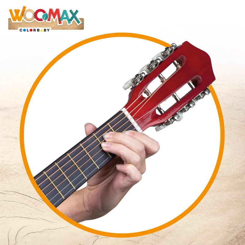 Guitarra de Juguete 6 Cuerdas de Madera Woomax, 26x8x76 Cm, Madera Natural