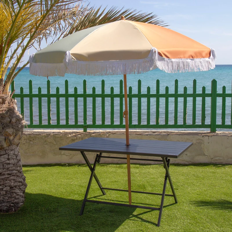 Mesa Plegable de Jardín de Acero Resistente 120x75x70 Cm, Negro