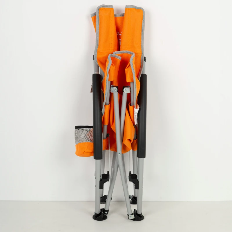 Silla de Playa Plegable Baja Transpirable con Posavasos y Funda, 16x16x76 Cm, Naranja