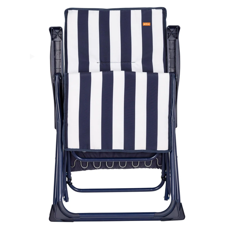 Silla Tumbona Plegable Aktive Garden Multiposición, 147x48x70 Cm, Azul y Blanco