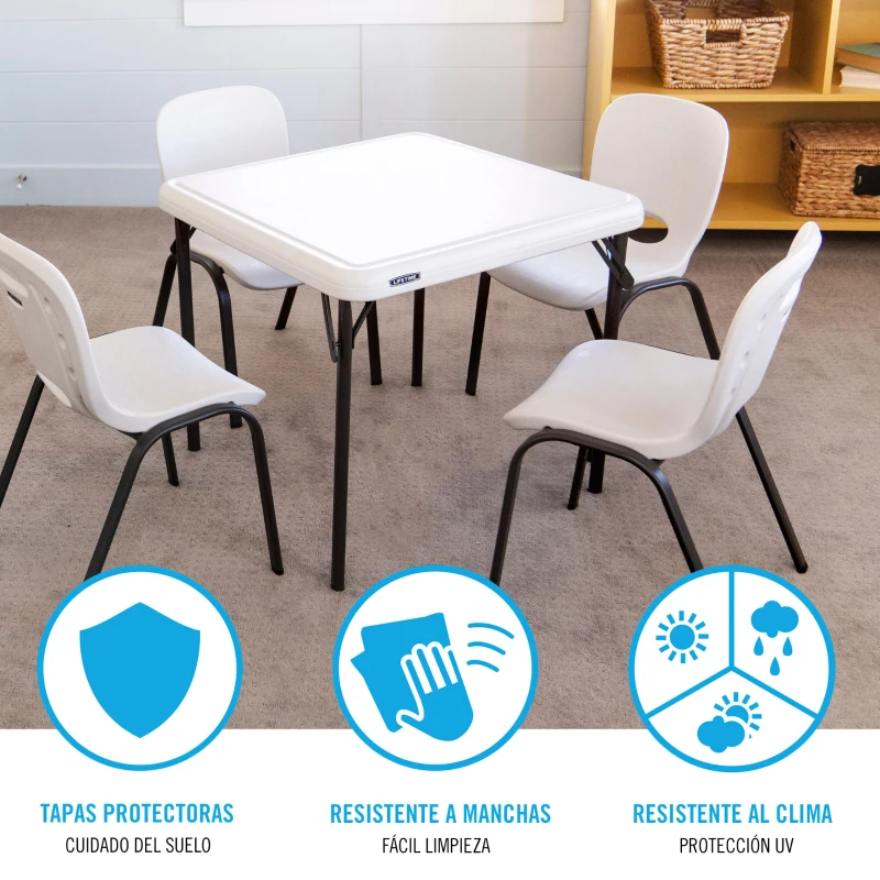 Mesa Plegable Infantil Lifetime Cuadrada, 61x61x53,5 Cm, Crema