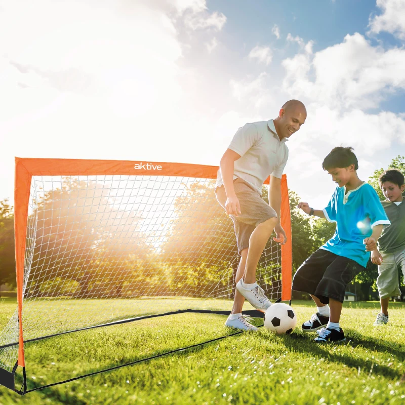 Portería de Fútbol Plegable Aktive Sports, 200x100x100 Cm, Negro y Naranja