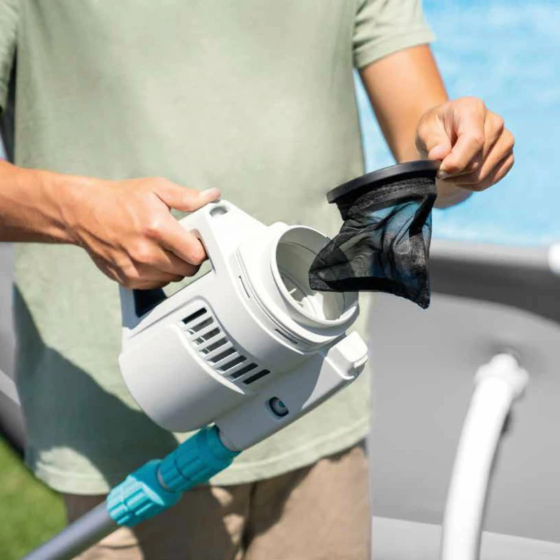 Aspiradora de Piscina Manual Batería Recargable 100 Min Autonomía, Mástil 2,8 M, Azul