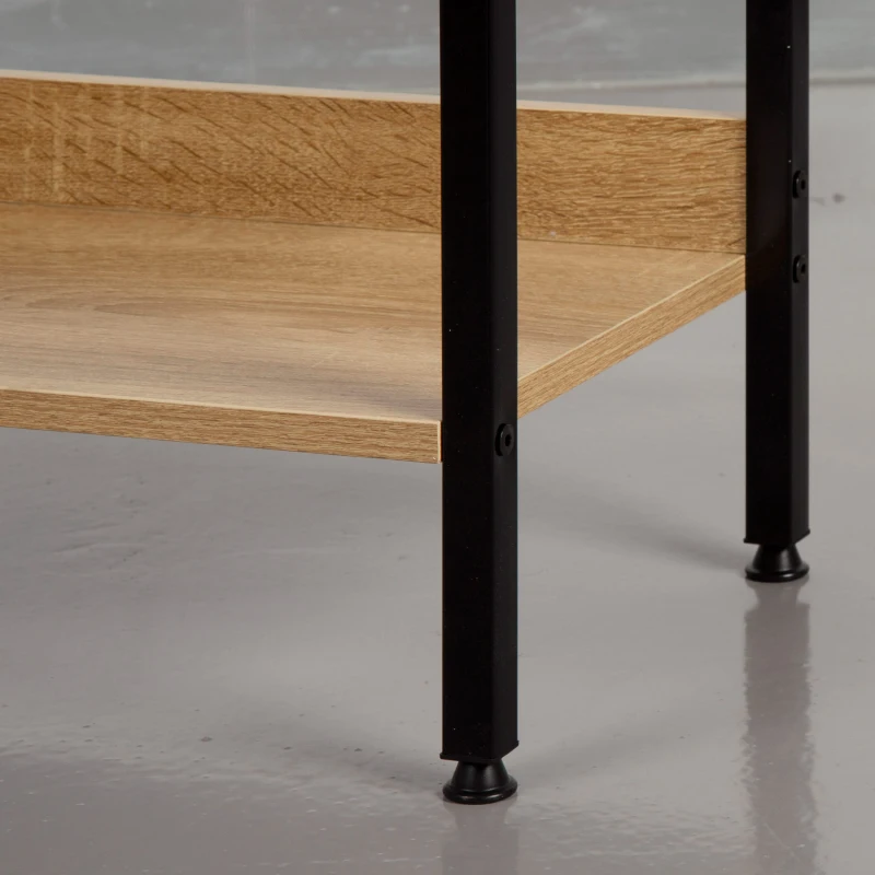 Estantería Madera y Acero 4 Estantes, 60x28x126 Cm, Negro