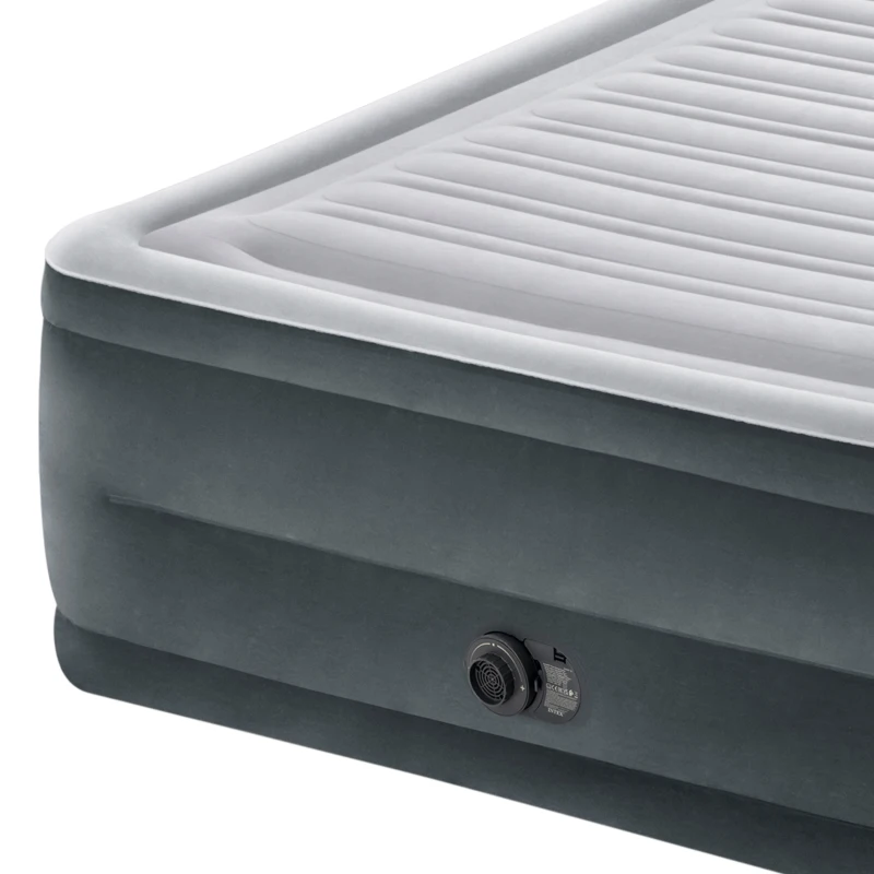 Colchón Hinchable Doble Elevado con Hinchador Eléctrico, 152x203x56 Cm, Gris
