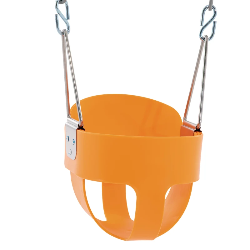 Columpio Infantil 2 en 1 con Asiento Reforzado y Cinturón, 170x235x200 Cm, Verde, Azul y Naranja