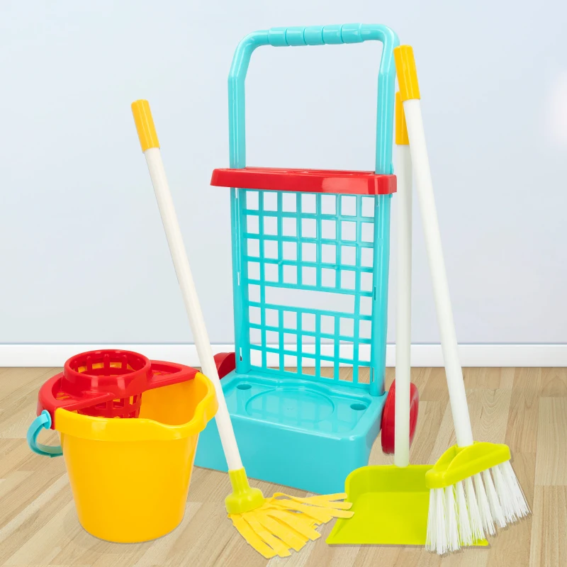 Carrito de Limpieza My Home Colors con 5 Piezas, 30,5x19,5x55,5 Cm, Azul, Rojo, Verde y Amarillo