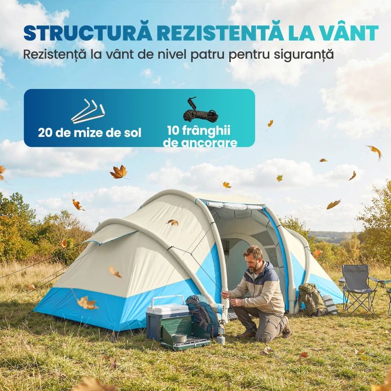Outsunny Cort gonflabil rapid de montat, refugiu de aer, cort de camping