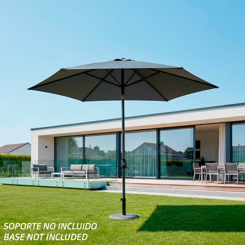 Parasol Hexagonal Mástil Aluminio 38 Mm Ø 300 Cm, Tela Poliéster 150 Gr/m2, Antracita