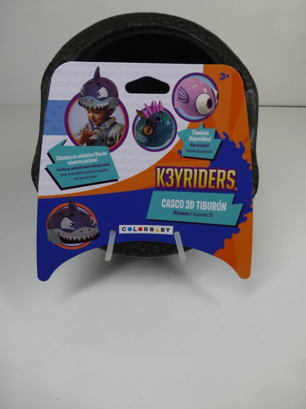 Casco Infantil 3D Tiburón K3YRIDERS, 21x24,5x20 Cm, Azul