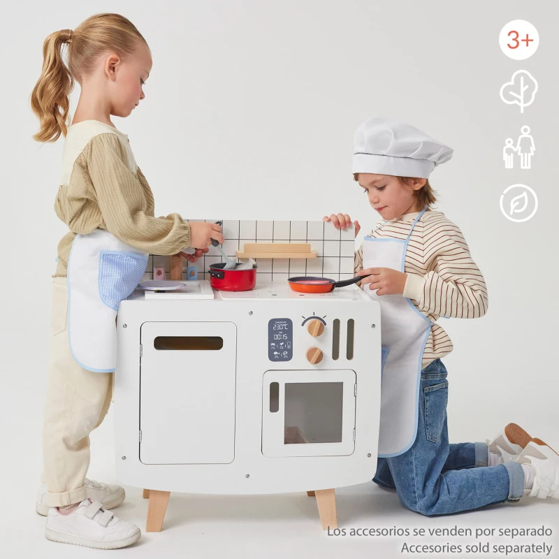 Cocina Infantil de Madera Retro Teamson, 55x30x63 Cm, Madera Natural