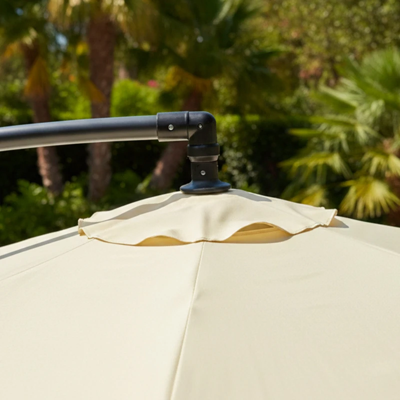 Parasol Excéntrico Banana Aktive Hexagonal, 300x245 Cm, Crema