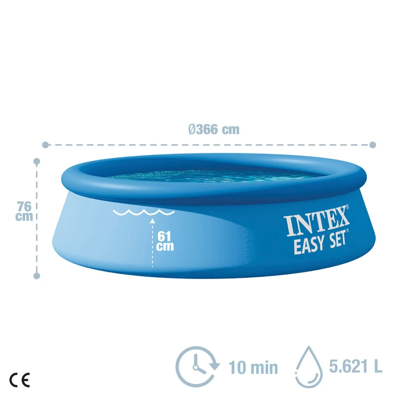 Piscina Hinchable INTEX Easy Set, 366x366x76 Cm, Azul